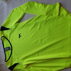 PINK Women's Neon Yellow Long Sleeve Ultimate Athletic Top Size L